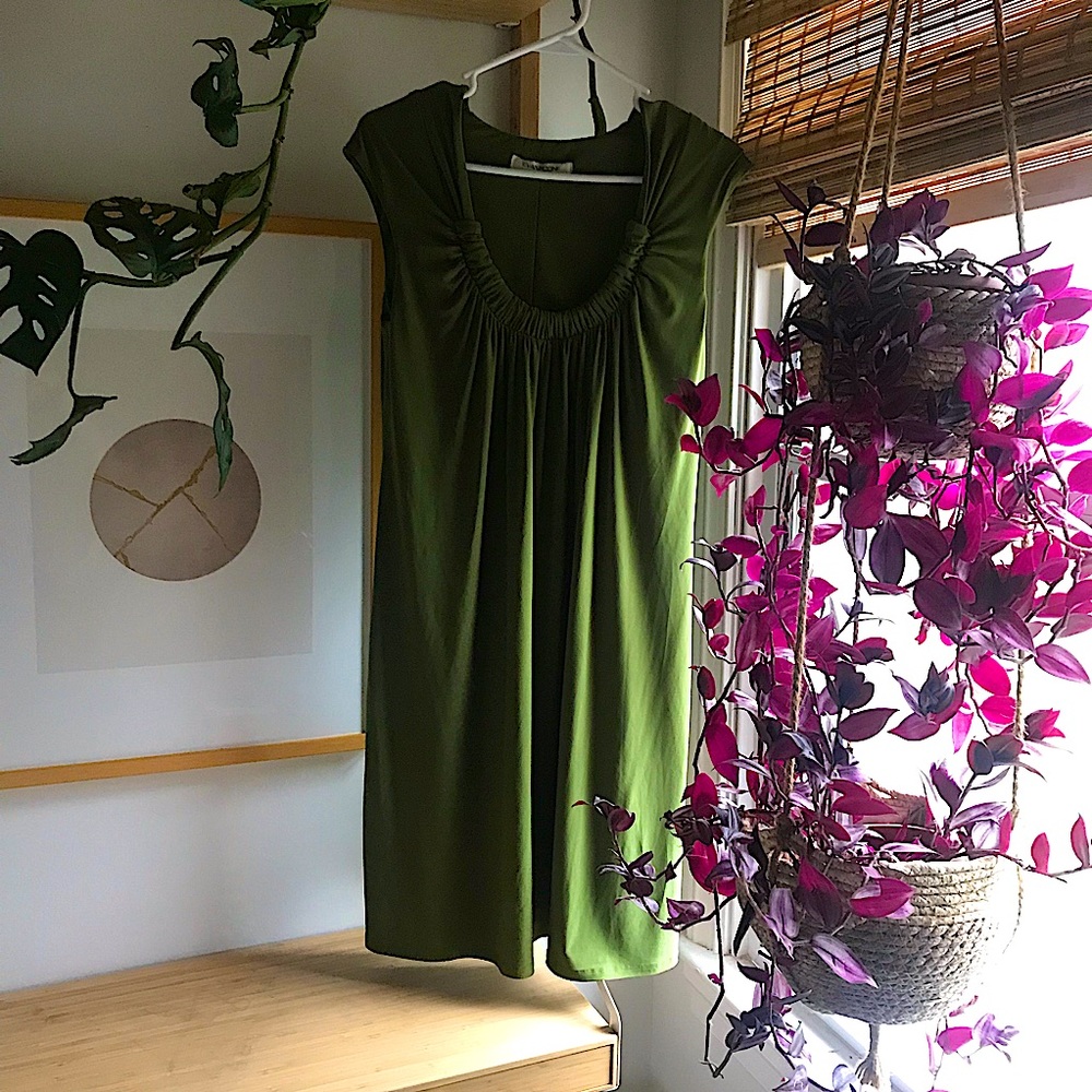 Evan Picone Olive Shift Dress